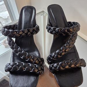 Elegant Black Braided Women's Sandals